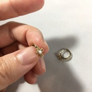 Authentic gold cross earrings with CZ